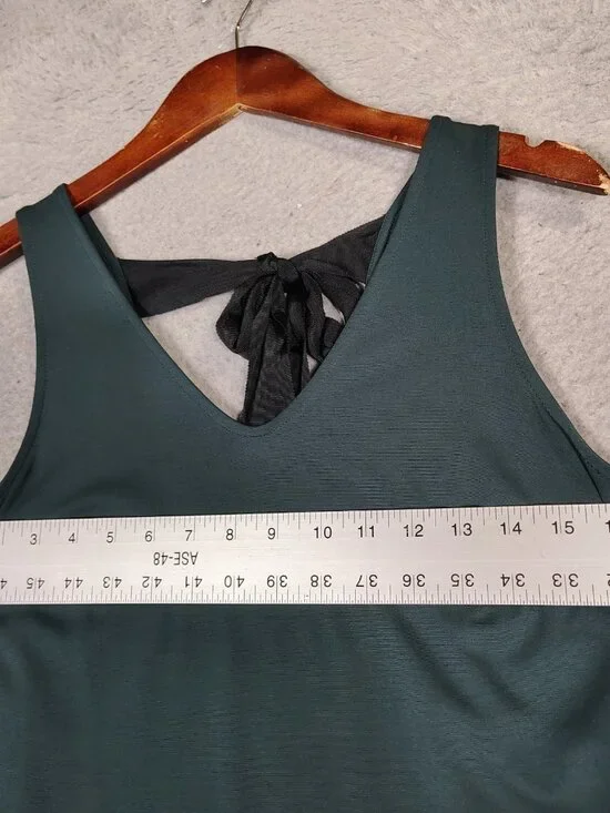 Banana republic Mini Dress Women's XS Forest Green V-Neck Back Tie Minimalist - Picture 4 of 10